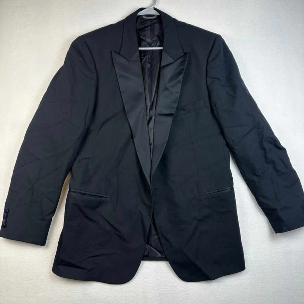 Christian Dior Monsieur Tuxedo Jacket Mens 44R Black Vintage Peak Lapel Formal